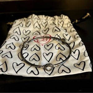 BRIGHTON crystal heart bangle - silver tone wore off- so it’s dark gray with bag